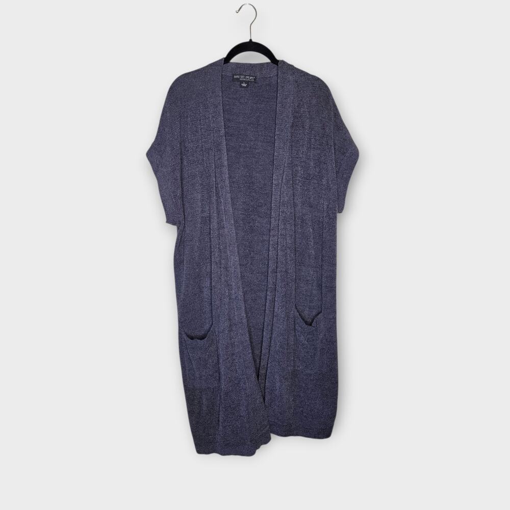 Barefoot Dreams CozyChic Ultra Lite Knit Cardigan Pockets Gray Blue Womens Large